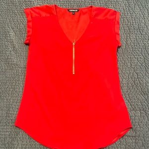 Red short sleeve blouse